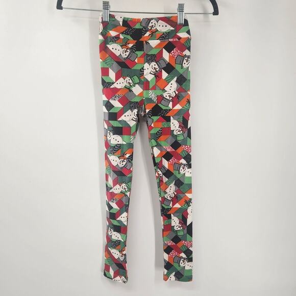 Lularoe Snowman Geometric Print Leggings Girls Size Large / Extra Large L XL - Picture 1 of 4